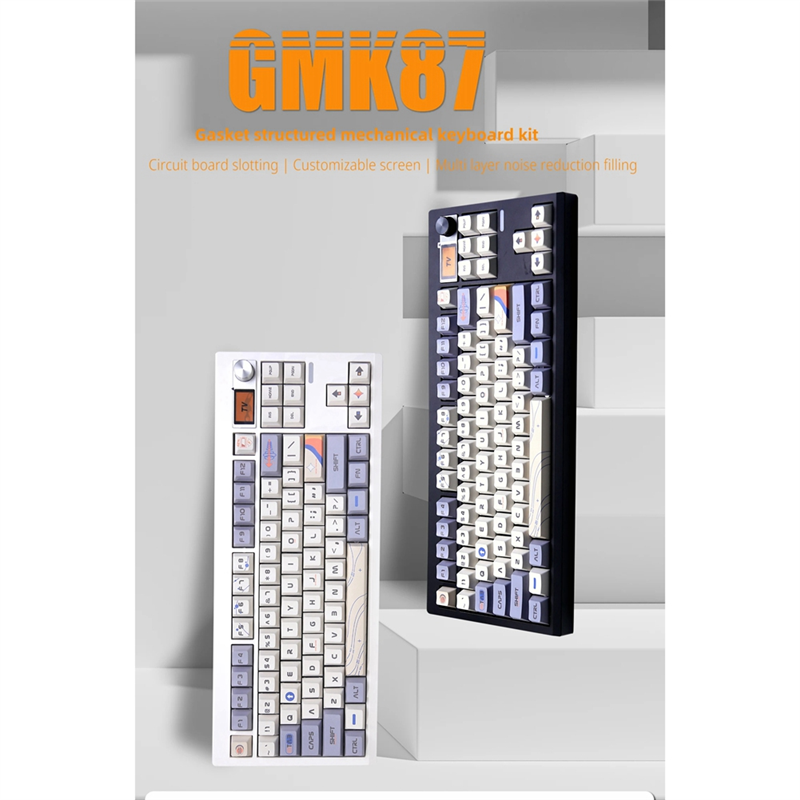 GMK87 Mechanical Keyboard KIT with Display Screen RGB Backlit Gasket Structure Gaming Hot Swap Keyboard Black. 