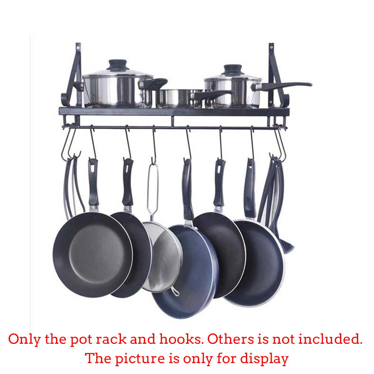 Kitchen Wall Mounted Pot Pan Rack Holder Kitchen Cookware Storage Shelf Hanger 10 Hook 90cm Type A Buy Online At Best Prices In Bangladesh Daraz Com Bd