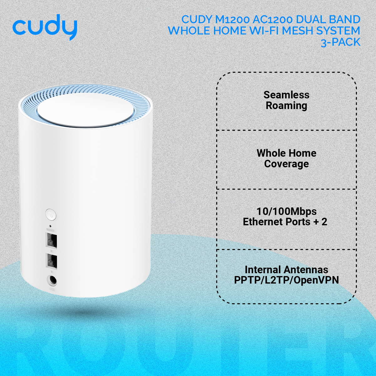 Cudy M1200 AC1200 Dual Band Whole Home Wi-Fi Mesh System - 3-Pack. 
