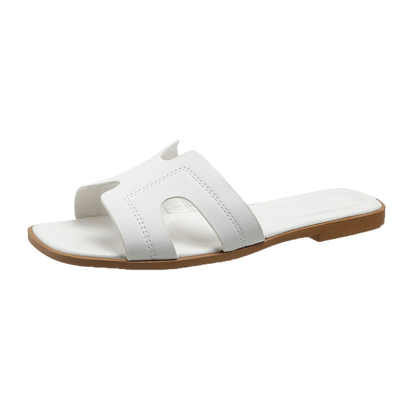 Soft-soled H slippers women wear the new summer 2023 net red beach sandals flat bottom. 