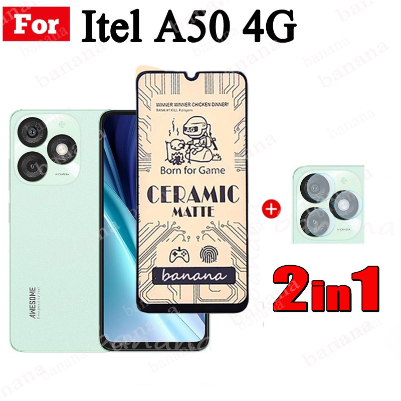 Itel A50 4G Tempered Glass for Itel A 50 A5 0 A05S A60 A60S A70 RS4 S24 S23 P55+ P40 2 in 1 Camera Lens Glass Full Cover Screen Protector. 