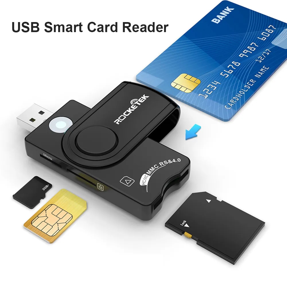 USB SIM Smart Card Reader For Bank Card IC/ID EMV SD TF MMC Card Reader USB-CCID ISO7816 DNI Citizen Memory Card Reader Adapter. 