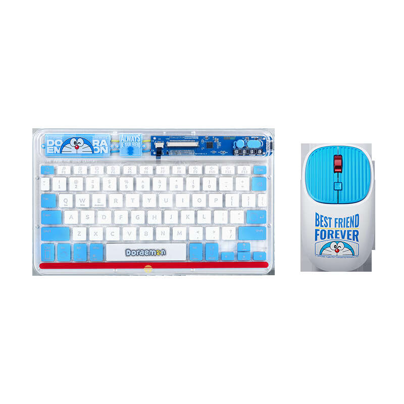 Doraemon and Mouse Set Cartoon Laptop Tablet Bluetooth Colorful Light Wireless Keyboard. 