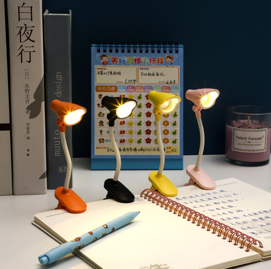 1 pcs Mini Table Light LED Battery Operated Reading Desktop Book Clip Light Adjustable Portable Desk Night Lamp