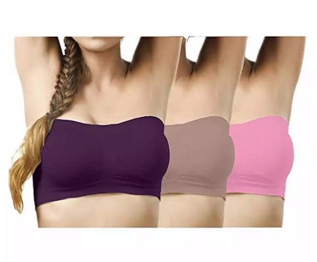 spandex Cotton Tube Bra Set For Women (3 pcs ). থাই সেমিজ টিউব ব্রা ৩ পিছ .