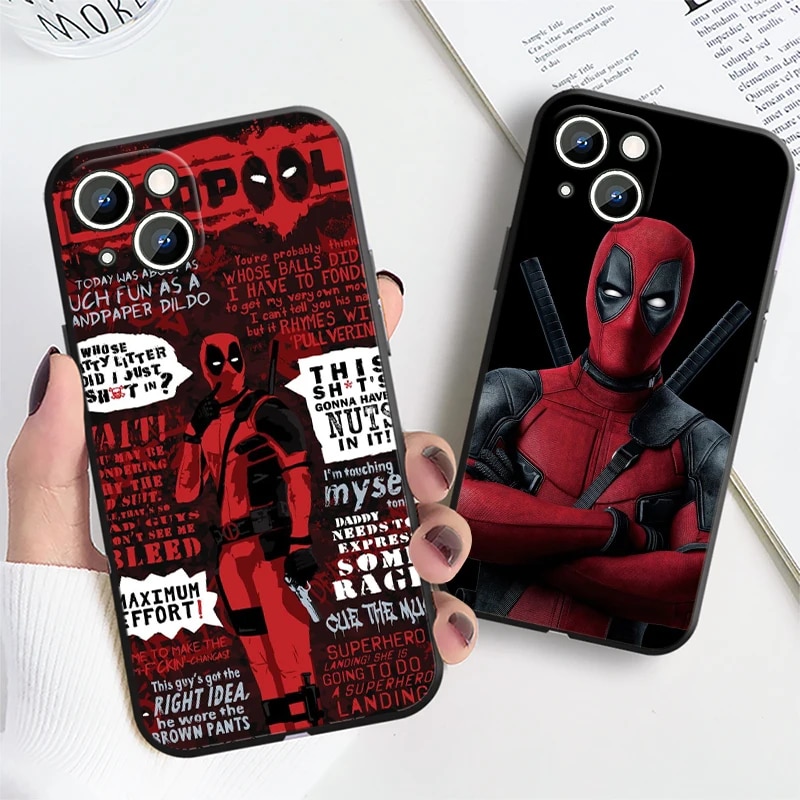 Marvel Deadpool Phone Case For Apple iPhone 14 13 12 11 Pro Max mini XS XR X 8 7 6S 6 Plus Black Soft Funda Back Coque Cover. 