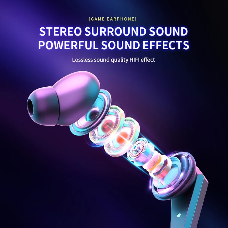 Tecsire M10 Gaming Bluetooth Earphone Wireless Earbuds TWS Stereo Bass Touch Control With Microphone. 