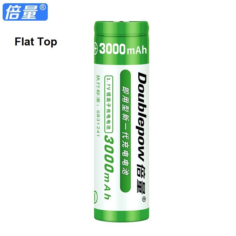 Doublepow ICR 18650 3.7V 3000mAh High Capacity Flat Top Lithium ion Rechargeable Battery (Flat Top) - 1 Piece