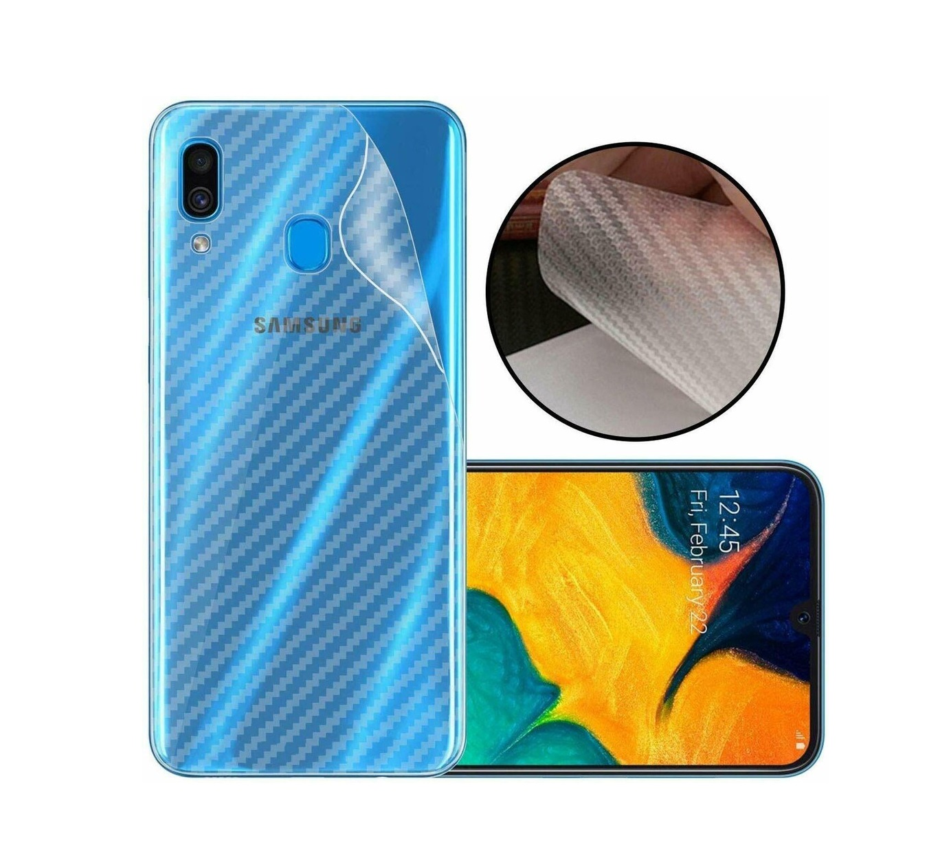 Samsung Galaxy A30 Back Screen Protective Film Carbon Fiber Skin Transparent Screen Guard Sticker