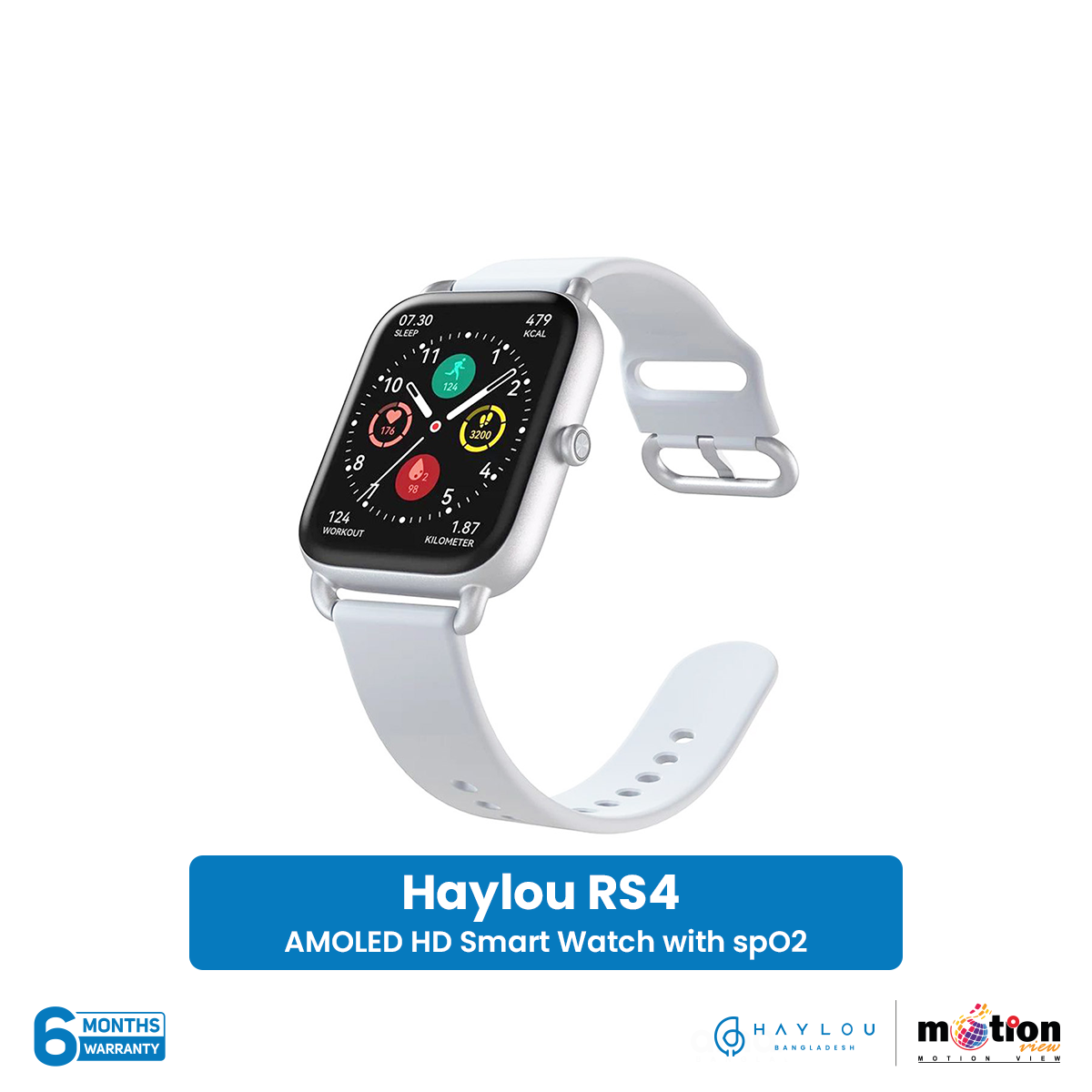 Haylou RS4 AMOLED HD Smart Watch with spO2 - Silver