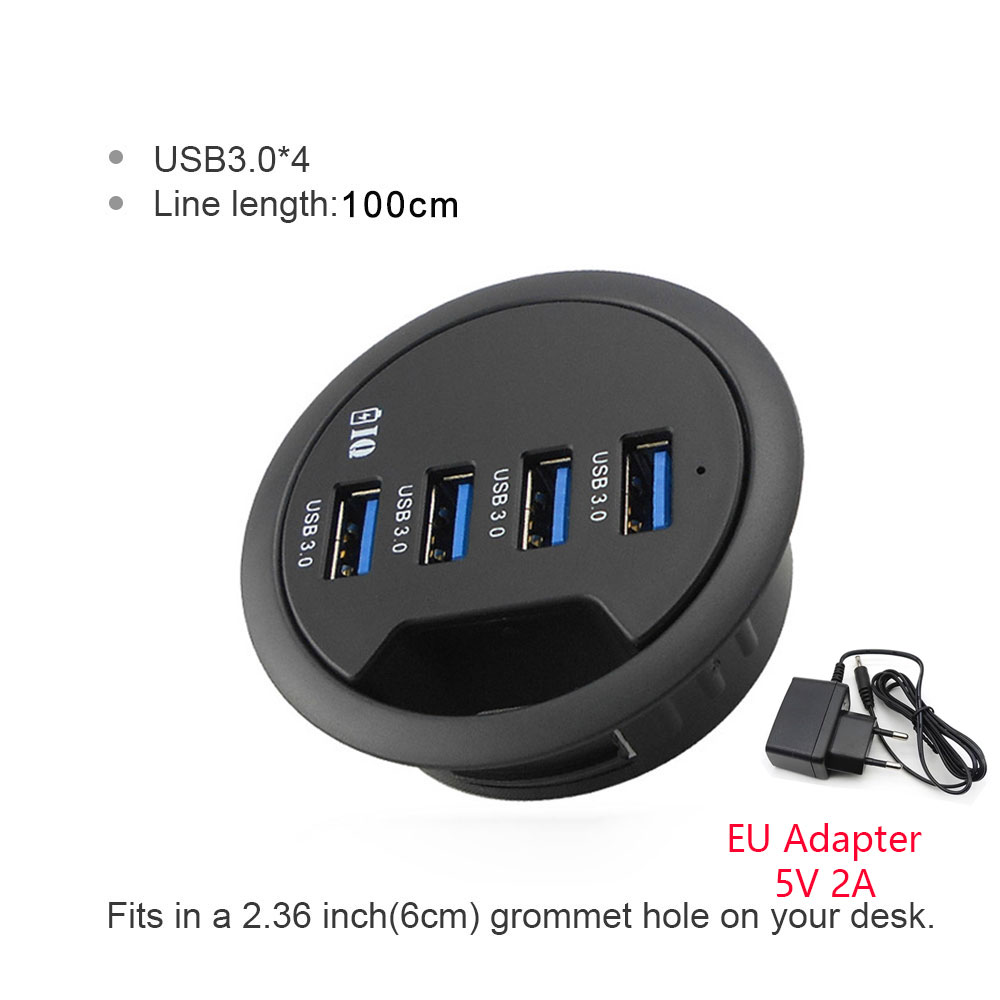 USB Desk Hub USB3.0 HUB With 2 Port USB3.0 2 Port Type C Adapter For Desktop PC/Notebook USB HUB Desk Mount USB 3.0 Splitter. 