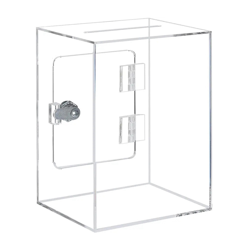 Acrylic Donation Ballot Box- Tip Jar for Money with Lock Key Suggestion Box Comment Box. 