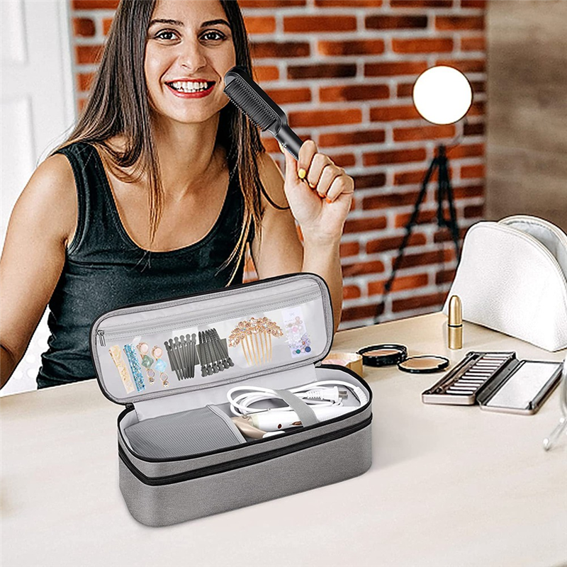 Double Layer Travel Hair Dryer Organizer Curling Wand Organizer Bag