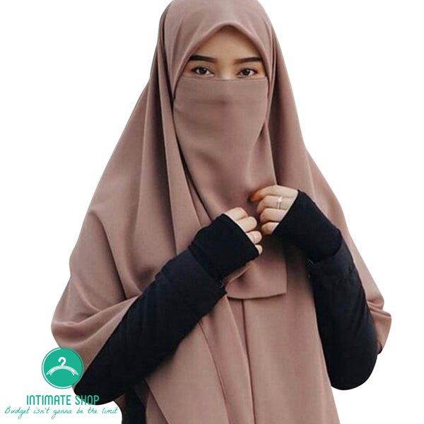 Instant Ready Stylish Light Coffee Hijab With Niqab For Woman (Custom Color Req Available) - Hijab Collection - Hijab - Hijab Collection - Niqab