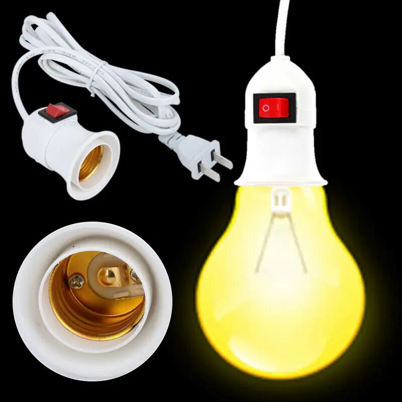 2PCS E27 2.3M Cable Cord Plug In Pendant Lamp Light Bulb Holder With Switch Power Cord US Plug E27 Lamp Holder Universal. 