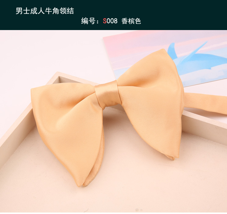 Men's horn big bow tie Korean version British photography show host dress shirt dress bow solid color pink black