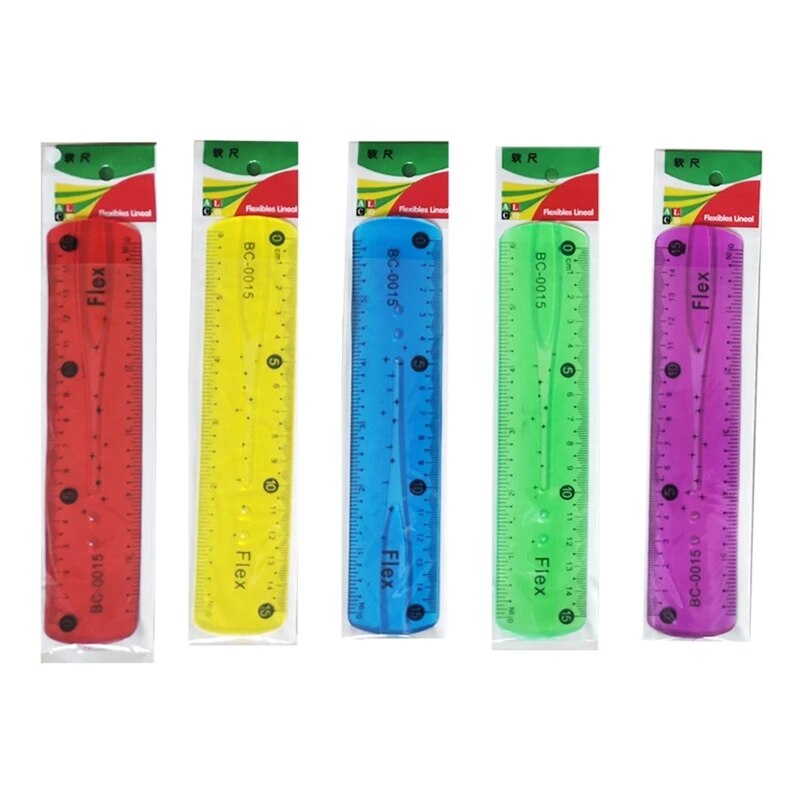 2Pcs Color Flexible Rulers Soft Bendable Plastic Rulers Duals Scale Bendable Flexible Rubber Rulers Clear Straight Ruler