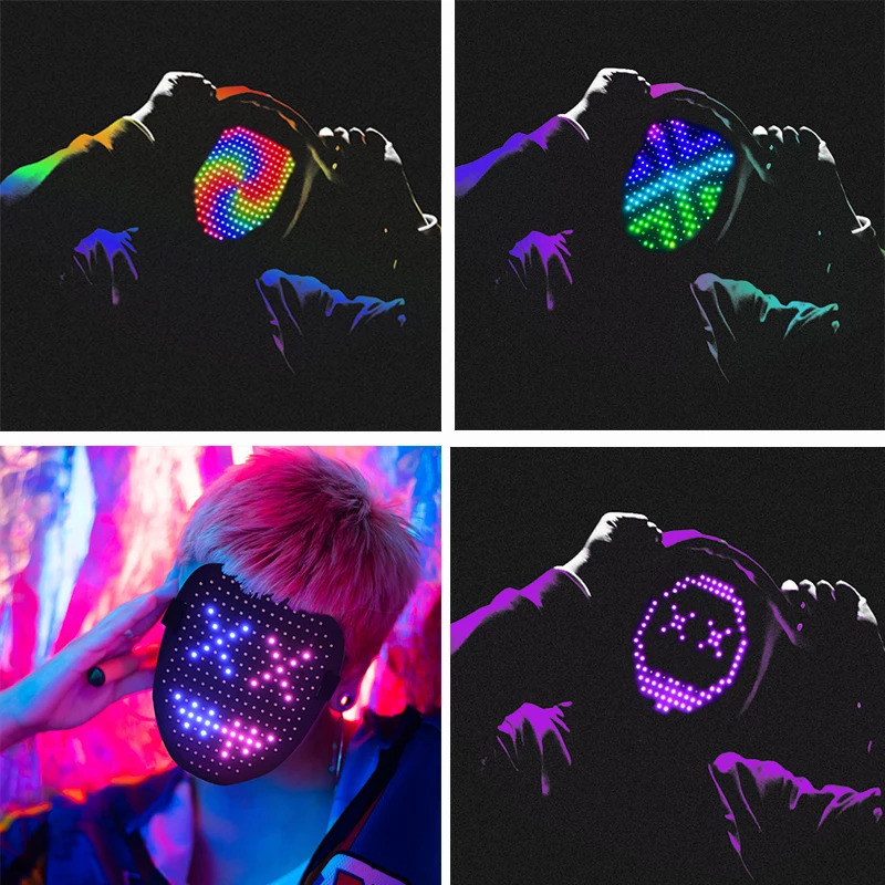 New Halloween LED Luminous Mask Face Changing Induction colorful mask LED light up control cool mask Party Atmosphere Prop. 