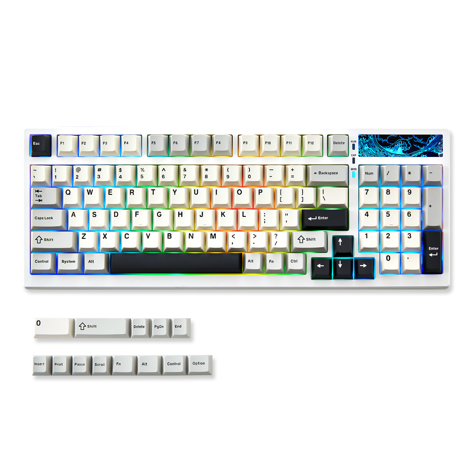 YUNZII YZ98 Black Mechanical Gaming Keyboard, 99-Key Hot Swap Gasket Keyboard, 98% 1800 Layout Wireless RGB Full-Size Keyboard. 