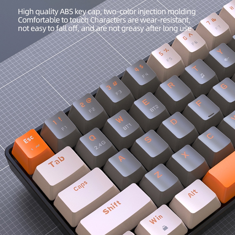 ZIYOU LANG K68 68 Keys Bluetooth Wireless Dual Model Mechanical Keyboard, Style: Red Shaft Version (Shimmering). 