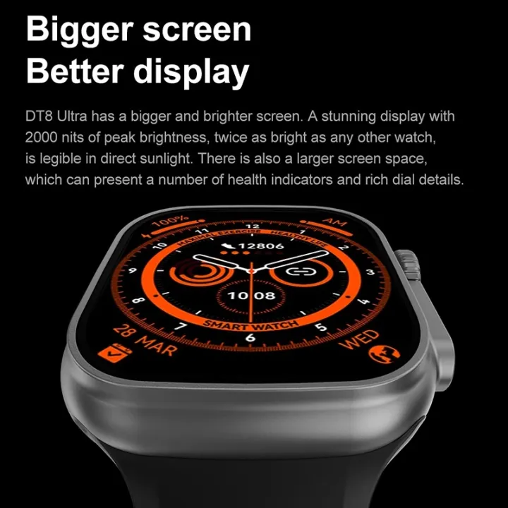 T900 Plus Smart Watch 2.19" Infinity Display Full Touch Bluetooth Call Sports Sleeping Monitoring Smartwatch. 