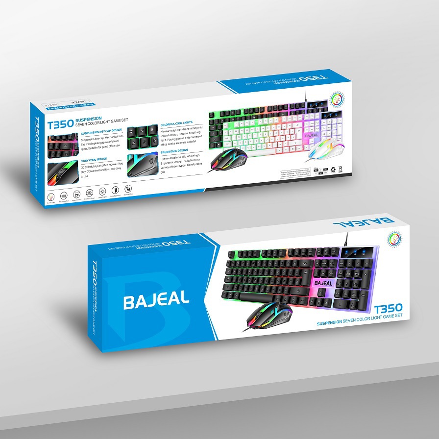 BAJEAL T350 Wired Keyboard & Mouse Combo Gaming, Office, Home Gaming, Luminous Keyboard and Mouse, Cross-border Exclusive. 
