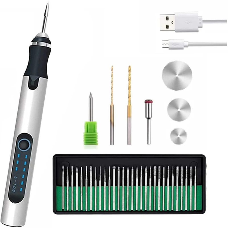 USB Customizer Professional Engraving Pen 30 Bits Rechargeable Engraving Pen Cordless Wood Glass and Plastic Portable Engraving Pen