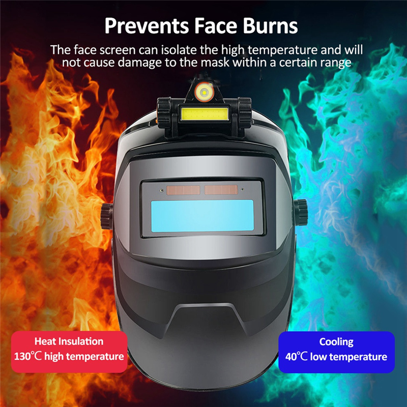 Auto Darkening Welding Helmet Welding Mask with LED Light Solar Powered Welder Helmet Face Mask with 10 Protective Film Easy Install. 