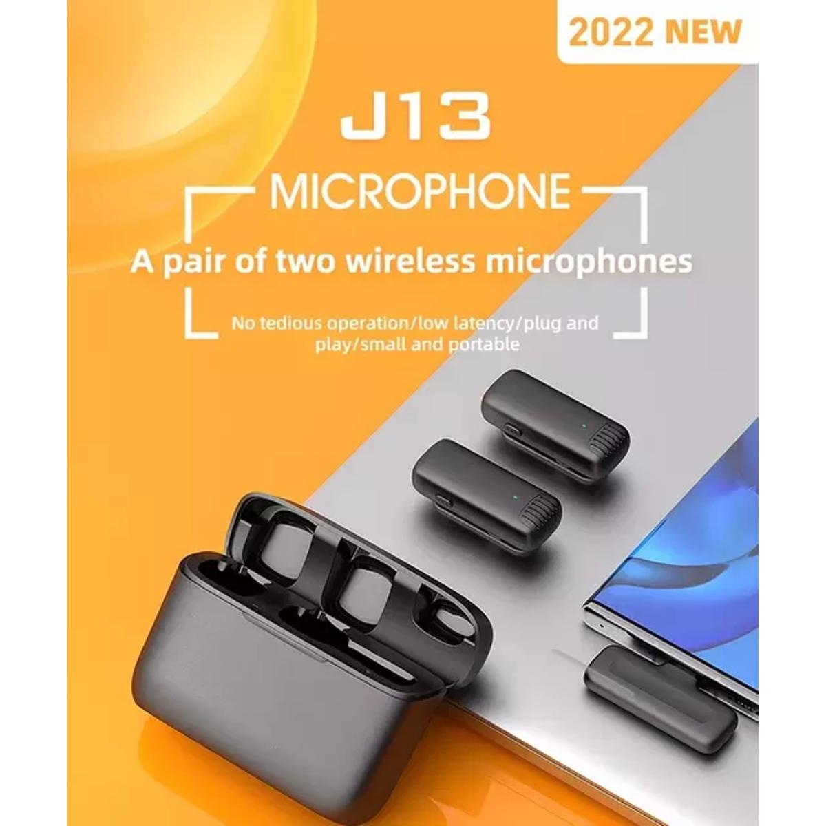 J13 Wireless Lavalier Microphone with Charging Case,Dual Lapel Microphone