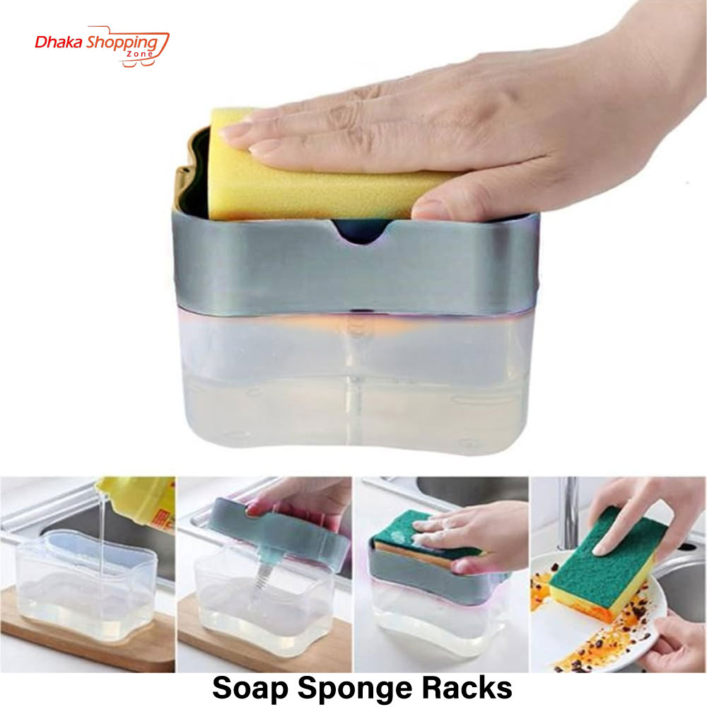 Hozada Soap Sponge Racks Soap Dispensers Detergent Dispensers 2 in 1 Kitchen Dish Washers Manual Press Soap Pump 380ML Foam Dispenser- Condiment & Spice Racks-new canvas. 