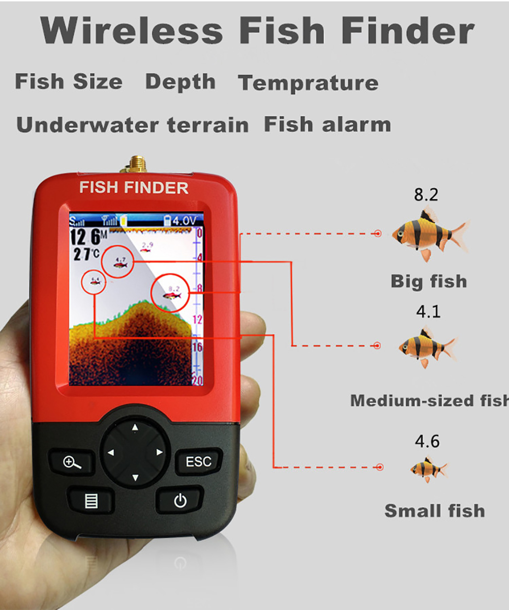 Xj-01 Wireless Color Screen Charging Dot Matrix Fish Finder. 