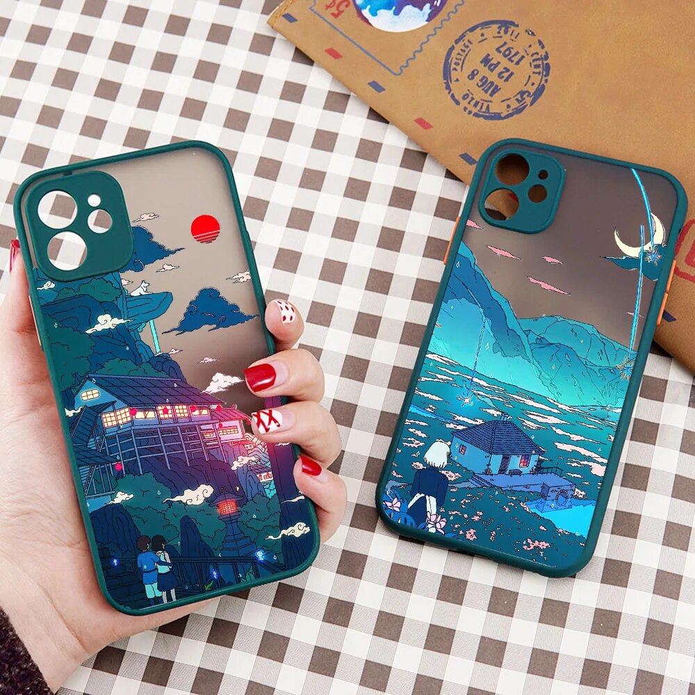 Japanese Anime Scene Aesthetic Clear Phone Case For iPhone 13 12 14 11 15 Pro XS Max Mini XR SE3 7 8 14 Plus Matte Cover Fundas. 