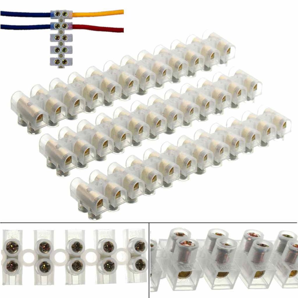 10Amp 12Way Heavy Duty AC 220v 10A 12 Way Electrical Screw Terminal Connector PVC Plastic Barrier Terminal Block Cables Strip. 