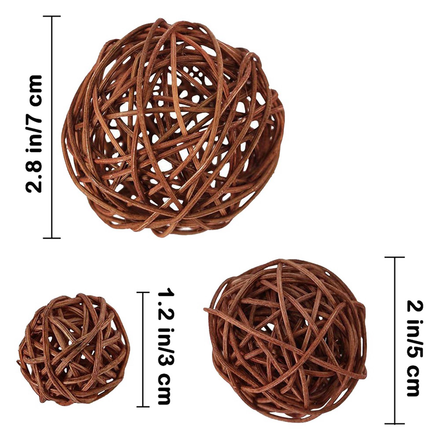 21Pcs Mix 3 Colors Rattan Balls Vase Fillers Three Size(3cm/5cm/7cm)