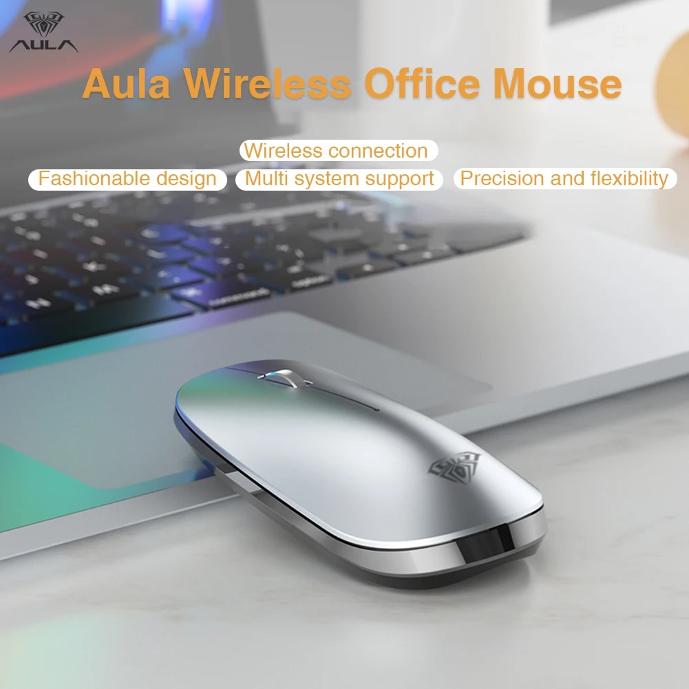 AULA SC800 Wireless Mouse Bluetooth USB 2400DPI 2.4GHz Optical Mute Ergonomic Portable Ultra-Thin Cordless Mice for Home Office