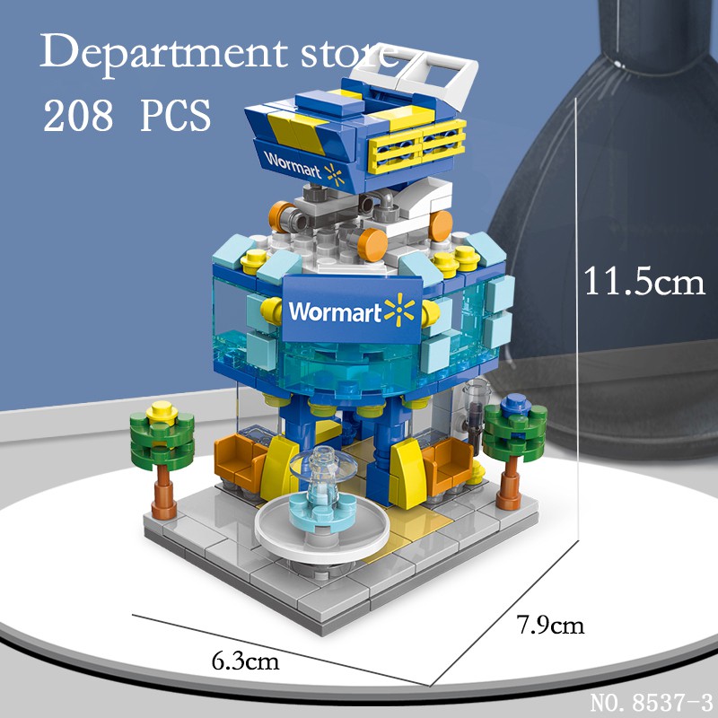 【3C VictoryEagle】208pcs Mini City Street View Building Blocks McDonald's House Model Blocks Compatible with ldren's Toys Style:Dessert car. 