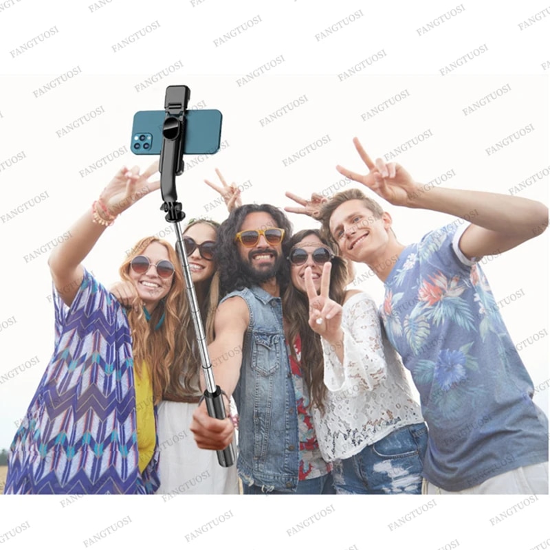 FANGTUOSI Bluetooth Selfie Stick Tripod With Wireless Remote Shutter Fill Light Phone holder Monopod For Smartphone Tiktok live. 