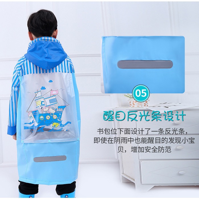 Factory Direct Batch 2020 New Children's School Bag Raincoat with Rucksack PVC Thickened Cartoon Print Poncho. 