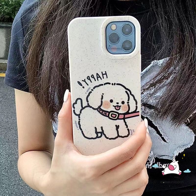 Couple Phone Case Compatible for IPhone 11 13 14 12 15 Pro Max 7Plus 6 6S 8 7 15 Plus XR X XS MAX SE 2020 Cartoon Dog Cute Puppy Creative Degradable Eco-Friendly Soft Lovers Cover. 