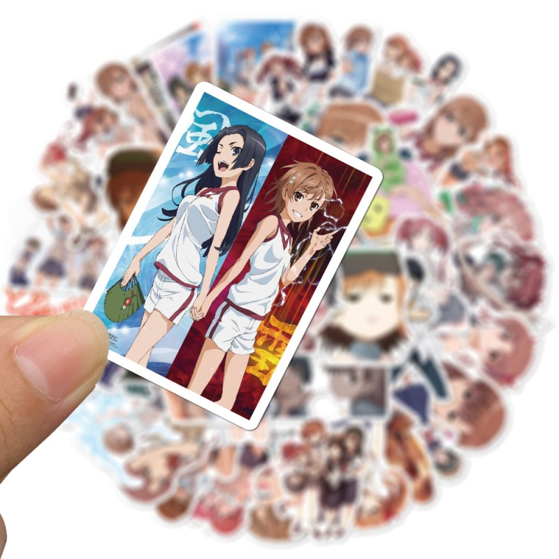【happy one】Toaru no Railgun Anime Sticker Cute Girl Decals for Kid Phone Pack Skateboard Luggage Waterproof Stickers. 