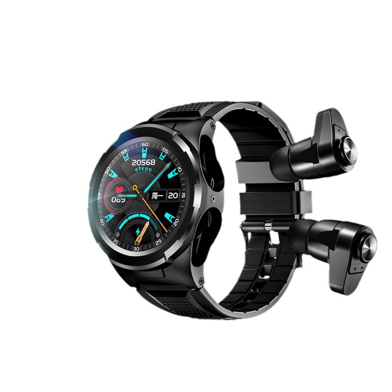 Cross-border F6 smart watch, Tws headset, 2-in-1, heart rate, blood oxygen, health monitoring, bluetooth sports watch. 