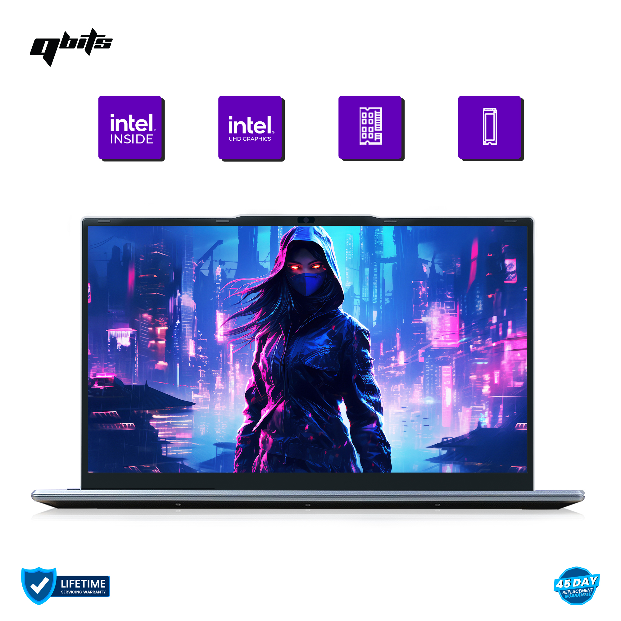 Qbits Alpha N95 Laptop Intel® Processor N95 (3.40 GHz 6 MB Cache) with 16 GB RAM and 500GB M.2 Western Digital NVMe SSD