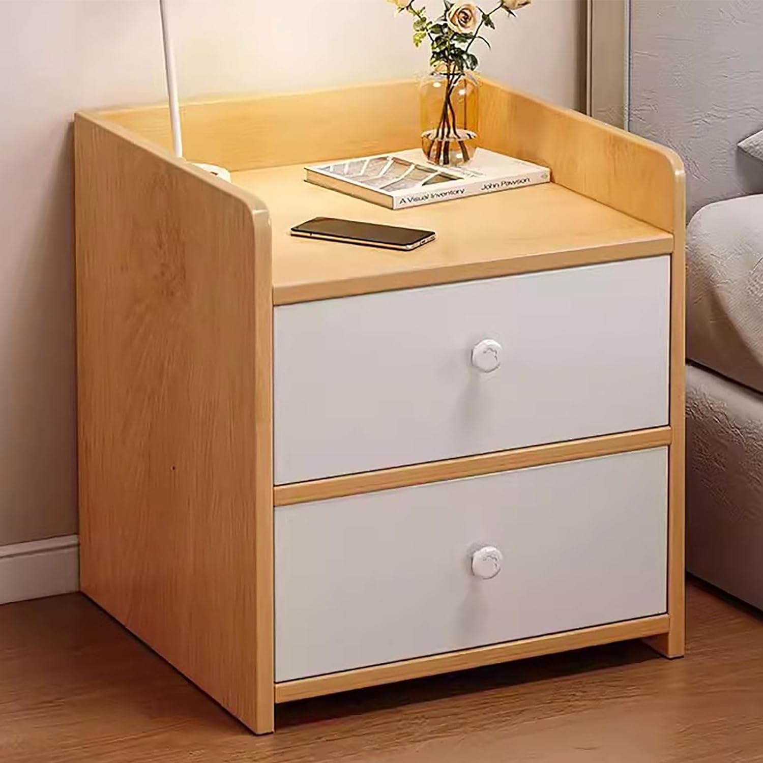 Side Tables Living Room Bed side Furniture with 1 Pumping Locker Drawer Side Table for Bedroom, Living Room Storage Side Table Design by Nahid Furniture 18x16x12". 