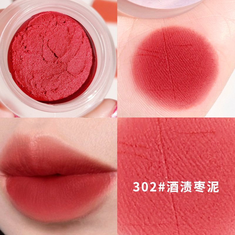 xixi cross-border matte soft waxy filling lip mud matte matte cloudy velvet lip cheek dual-purpose lip gloss is not easy to fade. 