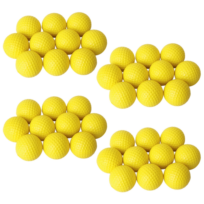 40Pcs Yellow Soft Elastic Indoor Practice PU Golf Ball