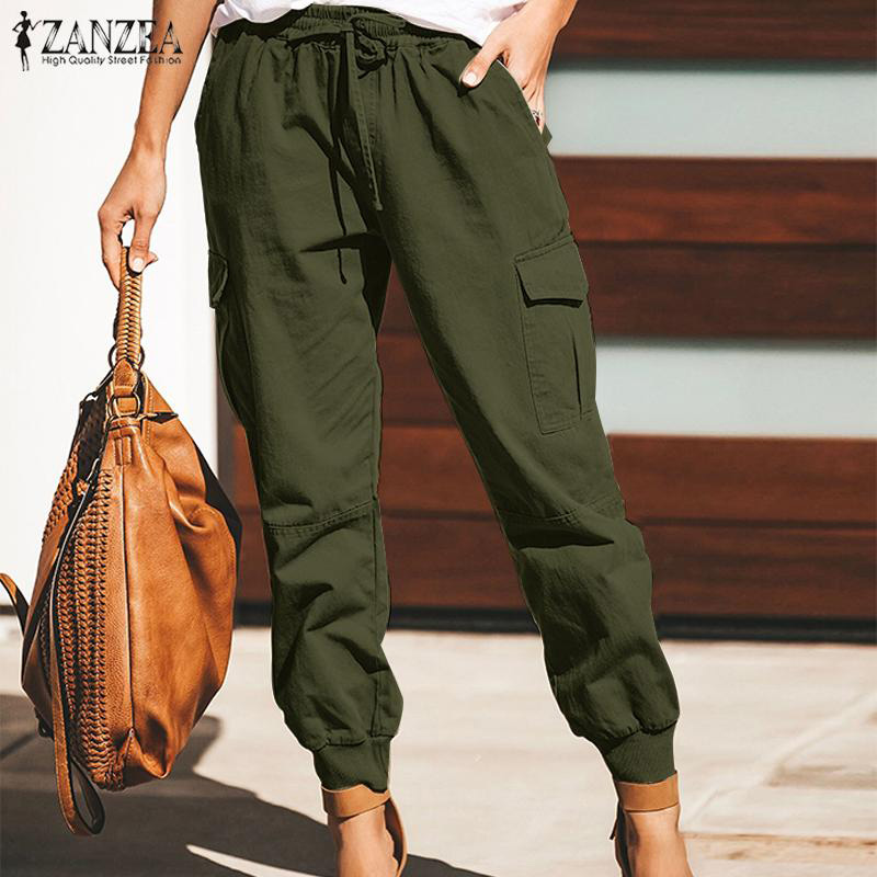 Women Plain Basic Full Length Trousers 