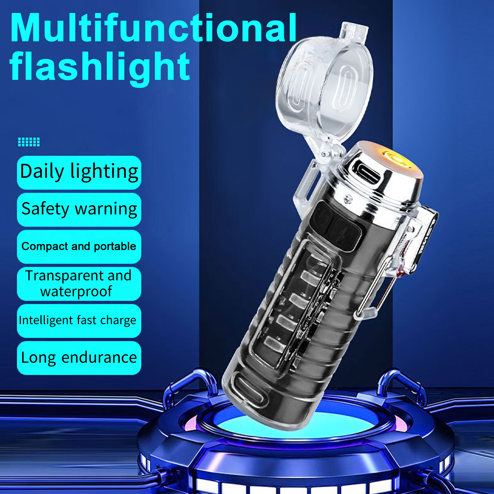 Mirage Super Bright Flashlight Ultra Bright Waterproof Rechargeable Led Torch for Outdoor Activities Ideal for Fishing Hiking Camping Portable Mini Flashlight with Igniter Type-c Charging High-brightness. 