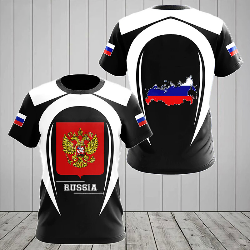Russia Men's T-shirts Casual Loose Round Neck Russian Flag Short Sleeved Tops Tees Men's Clothing Oversized T-shirt Streetwear Dislikelike. 
