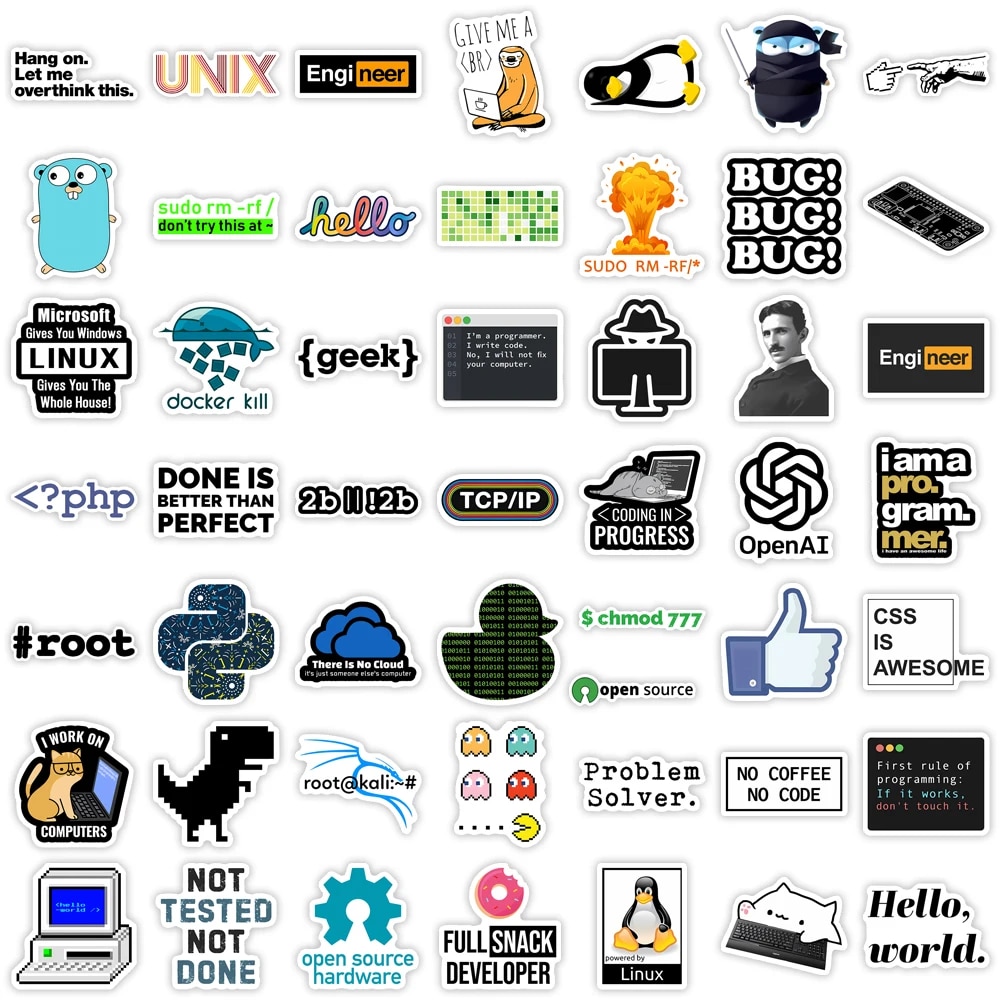 Developers Programming Languages Stickers Logo Github Go Python Linux DIY Toy Gift Decorative Decal for Phone Laptop Waterproof. 