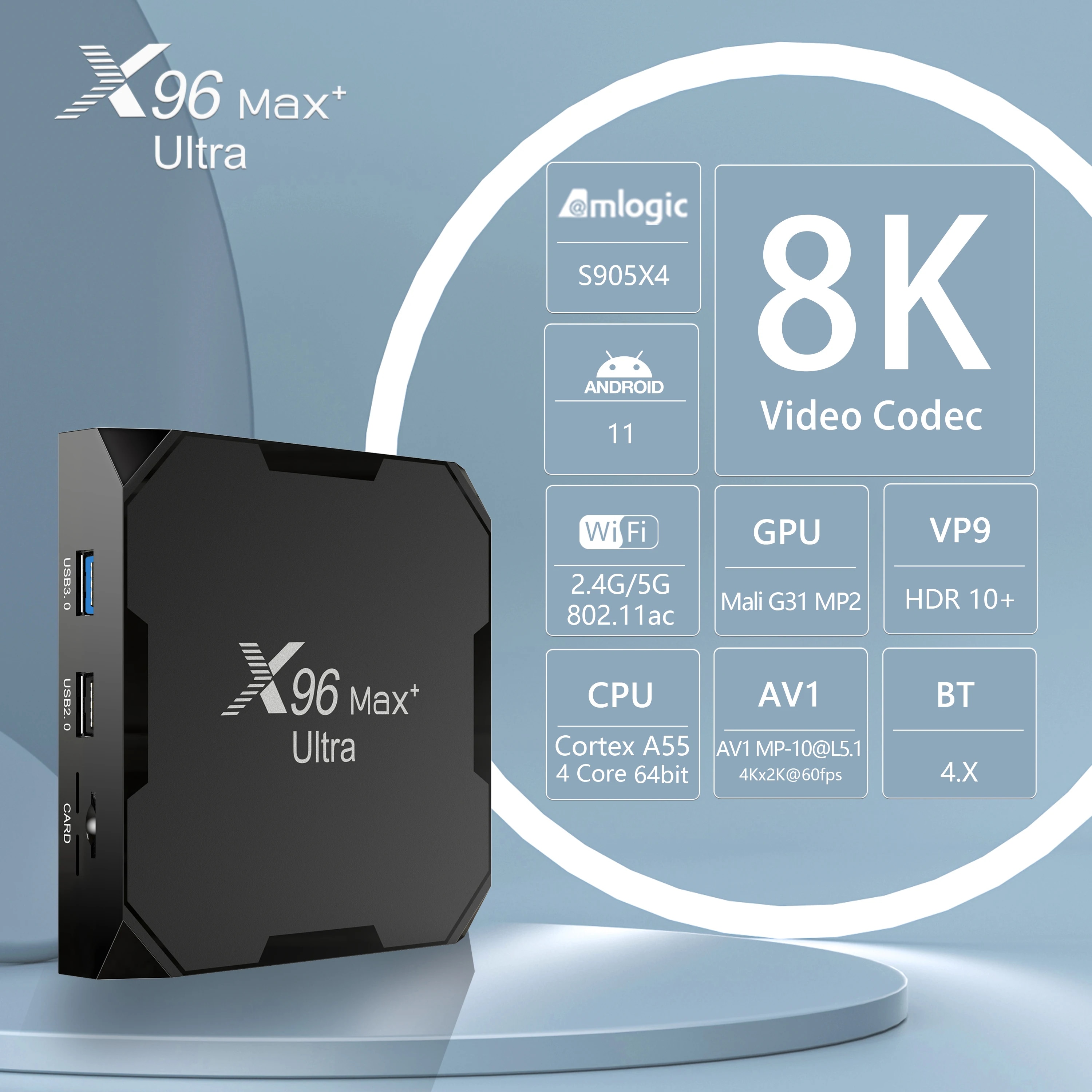 X96 Max Plus Ultra Smart TV Box Android 11 Amlogic S905X4 4GB 64GB AV1 8K Wifi BT4.1 X96Max+ 6K Media Player 3D 4K Set Top Box. 